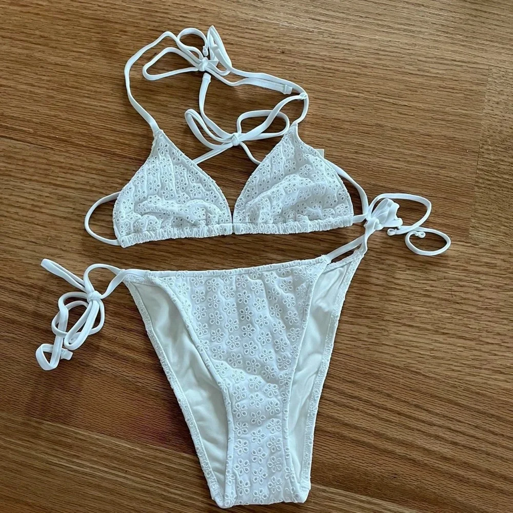 Frankie’s bikinis white eyelet set